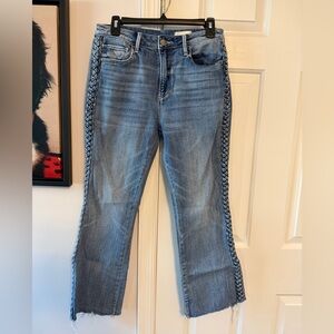 Roxy Women's Light Blue Straight Leg Jeans with Braided Sides